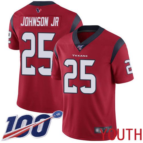 Houston Texans Limited Red Youth Duke Johnson Jr Alternate Jersey NFL Football #25 100th Season Vapor Untouchable